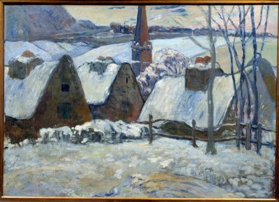 Bretonlandsby under snø i 1894. Maleri av Paul Gauguin (1848 - 1903) av Paul Gauguin
