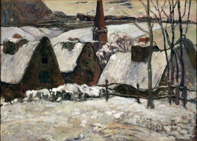 Bretonlandsby under snøen (olje på lerret av Paul Gauguin