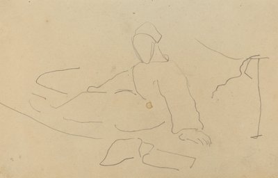 Figur sittende på bakken [recto] av Paul Gauguin