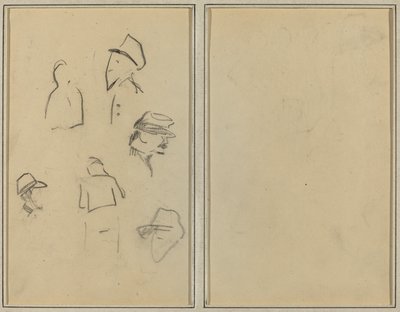 Fire hoder og to figurer [verso] av Paul Gauguin