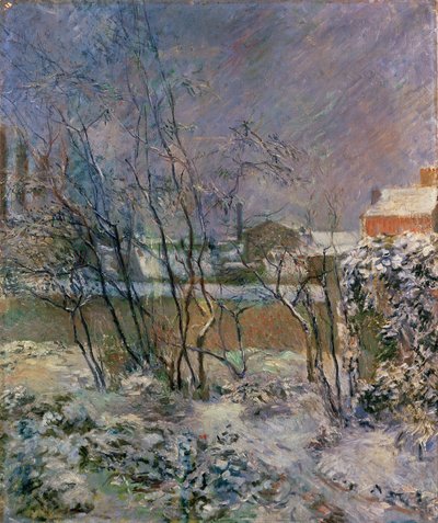 Hage i snø, 1883 av Paul Gauguin