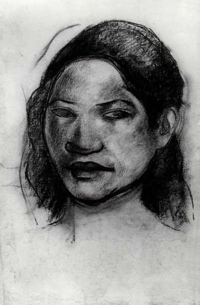 Hodet til en tahitianer (kull på papir) av Paul Gauguin