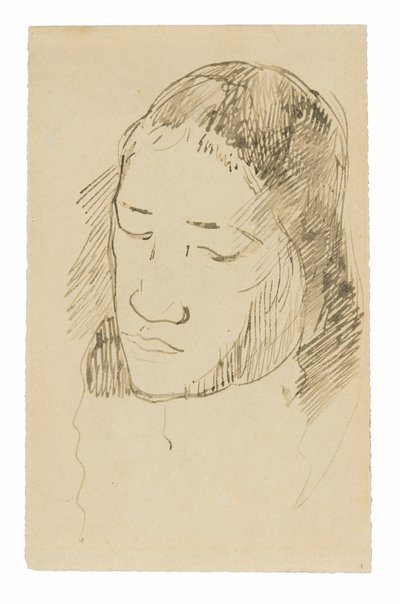Head of a Tahitian Woman (recto), Skisser av anatomiske detaljer (verso) av Paul Gauguin