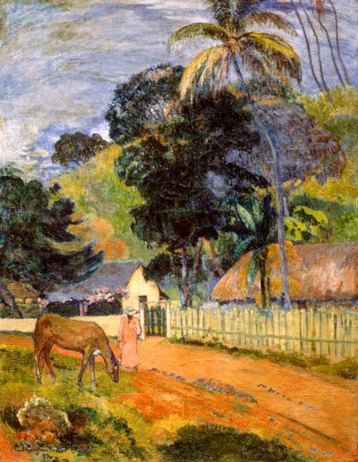 Horse on Road, Tahitian Landscape, 1899 av Paul Gauguin