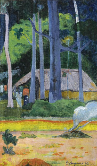 Hytte under trær, 1892 av Paul Gauguin