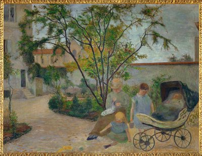 Hagen ved Vaugirard, eller Malerfamilien i hagen på Rue Carcel (olje på lerret) av Paul Gauguin