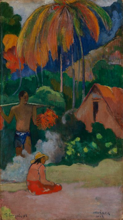 Landskap på Tahiti (Mahana Maà) av Paul Gauguin