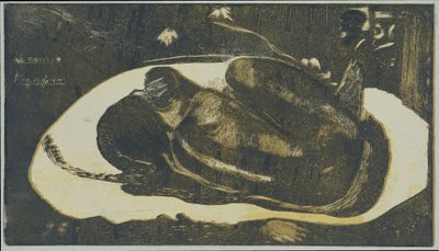 Liggende jente redd for de dødes spøkelser Sett av de dødes spøkelser Mauao tupapau (tittel på objekt) av Paul Gauguin