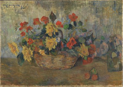Nasturtiums og georginer i en kurv av Paul Gauguin
