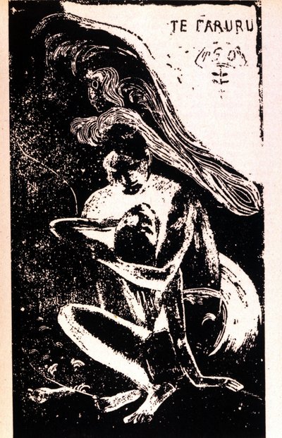 Paul Gauguin "" Te Faruru""" (de elsker). Xylografi av den tahitiske perioden av Paul Gauguin (1848 - 1903). 1891 - 1897. av Paul Gauguin