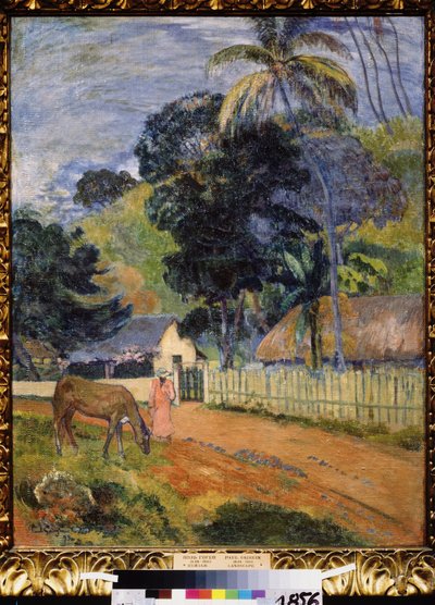 ""Landskap, en hest på veien"" (Landskap. En hest på veien) Maleri av Paul Gauguin (1848-1903) 1899 Postimpresjonisme Dim. 94x73 cm Pushkin Museum Moskva av Paul Gauguin