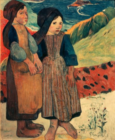 Små bretonere ved sjøen av Paul Gauguin