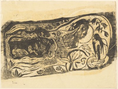 Tallerken med hodet til en horndjevel Planche au diable cornu, i eller etter 1895. av Paul Gauguin