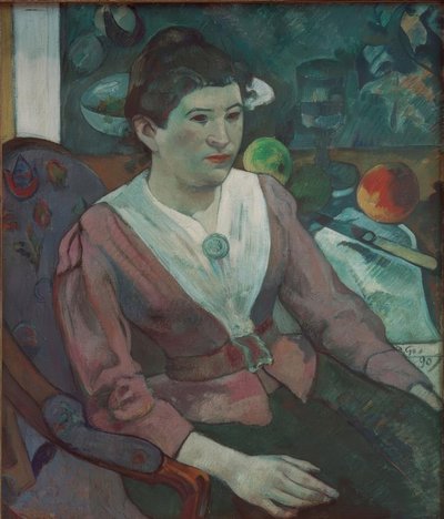 Portrett av en kvinne i stilleben av Cézanne - Marie Derr av Paul Gauguin