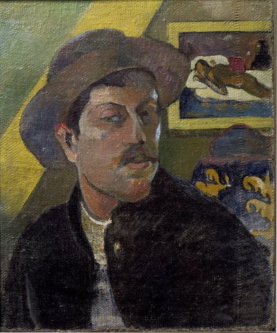 Portrett av kunstneren med hatt - Olje på lerret av Paul Gauguin