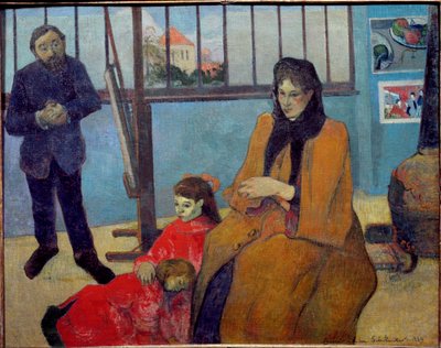 Schuffeneckers verksted eller Schuffenecker-familien (olje på lerret av Paul Gauguin