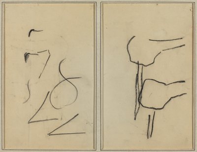 Skriblerier; To former [verso] av Paul Gauguin