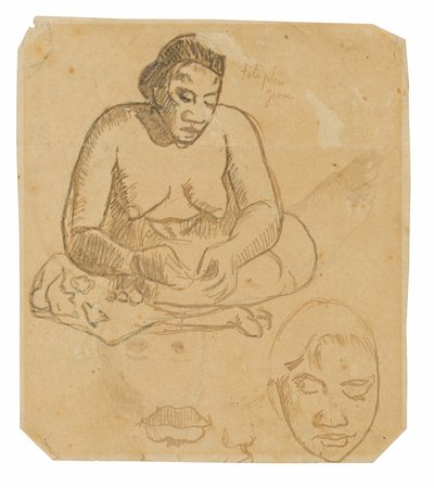 Sittende tahitisk kvinne (recto); Stående tahitisk kvinne (verso) av Paul Gauguin
