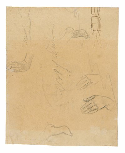 Skisser av figurer, hender og føtter (relatert til maleriet Aha oe feii? [Hva! Er du sjalu?]) av Paul Gauguin