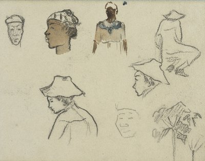 Skisser av figurer og bladverk av Paul Gauguin