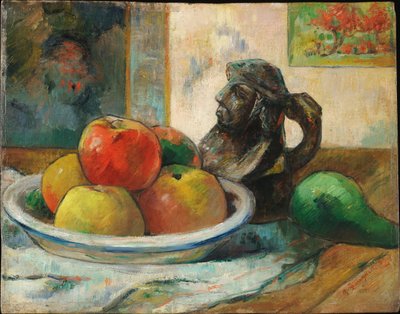 Stilleben med epler, pærer og mugge av Paul Gauguin