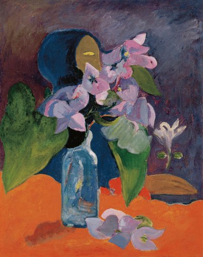 Stilleben med blomster og idol av Gauguin, Paul Eugene Henri (1848-1903). Olje på lerret, ca 1892, Dimensjon: 40,3x32. Kunsthaus Zuerich av Paul Gauguin