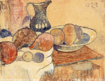 Stilleben med en mugge og frukt; Stilleben med kanne og frukt, ca. 1899 av Paul Gauguin
