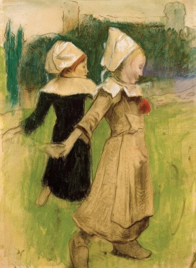 Studie for: Bretonske jenter som danser, Pont– Aven) av Paul Gauguin