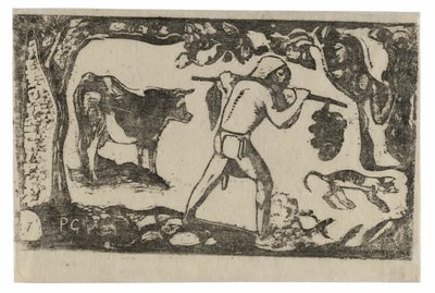 Tahitian Carrying Bananas, fra Suite of Late Wood-Block Prints av Paul Gauguin