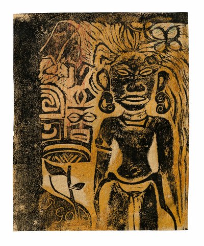 Tahitisk idol - gudinnen Hina av Paul Gauguin