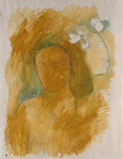 Tahitianische Frau mit bösem Geist av Paul Gauguin