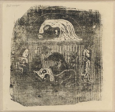 Te Atua (gudene) liten tallerken [verso] av Paul Gauguin