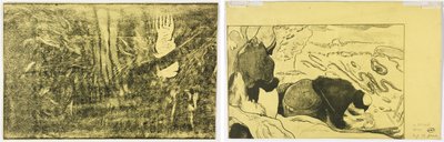 The Devil Speaks (Mahna No Varua Ino) (recto); Kvinner som vasker klær (verso) av Paul Gauguin