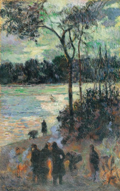 Brannen ved elvebredden, 1886 av Paul Gauguin