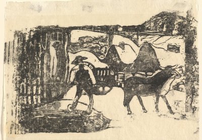 Oksevognen Le char a boeufs, i eller etter 1895. av Paul Gauguin