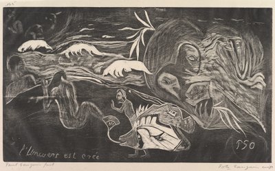 Universet er skapt Universet er skapt, fra Fragrance Noa Noa, 1893-94. av Paul Gauguin