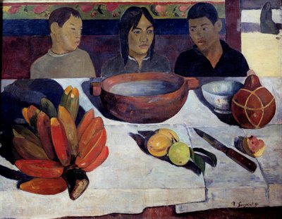 Måltidet eller bananer Young Tahitian ved bordet. Maleri av Paul Gauguin (1848-1903) 1891 Søn. 0,73 x 0,92 m Paris, musee d