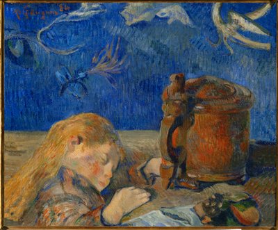Det sovende barnet (olje på lerret) av Paul Gauguin
