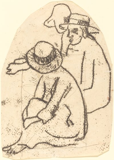 Three Tahitians (Studie for "The Sister of Charity") av Paul Gauguin
