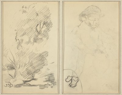 trær; Skisse av Breton Boy [verso] av Paul Gauguin