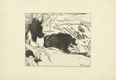 To vaskekvinner vasker klær i nærheten av vann Les Lavandieres av Paul Gauguin