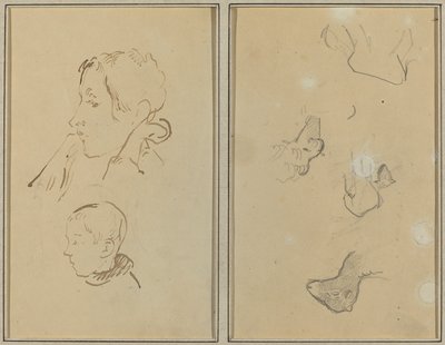 To hoder; Studier av sauer [recto] av Paul Gauguin