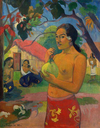 Hvor skal du?, eller kvinne som holder en frukt av Paul Gauguin