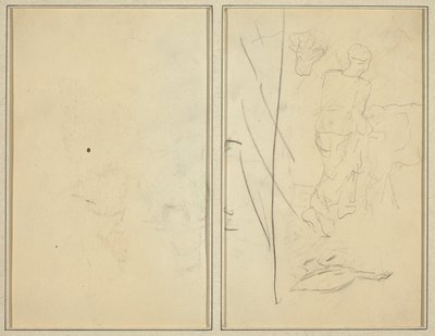 Kvinne med ku og gås; Motsikker [verso] av Paul Gauguin