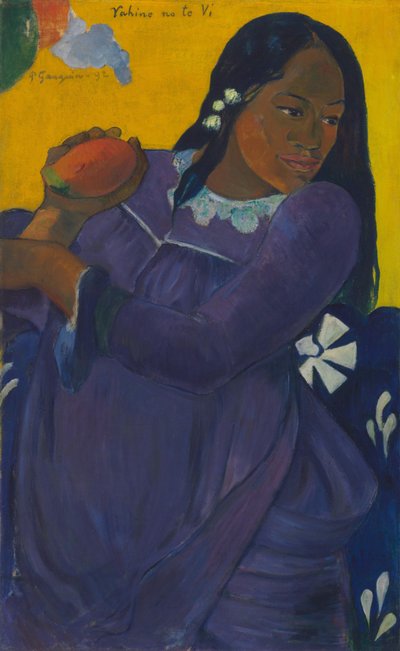 Tahitian: Vahine no te vi Woman with Mango av Paul Gauguin