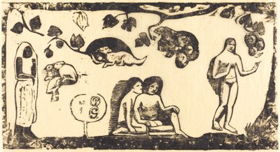 Kvinner, dyr og løvverk Kvinner, dyr og løvverk, i eller etter 1895. av Paul Gauguin
