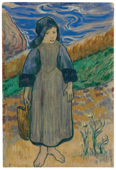 Ung bretonsk jente ved havet; Ung bretonsk jente ved sjøen, 1889 av Paul Gauguin