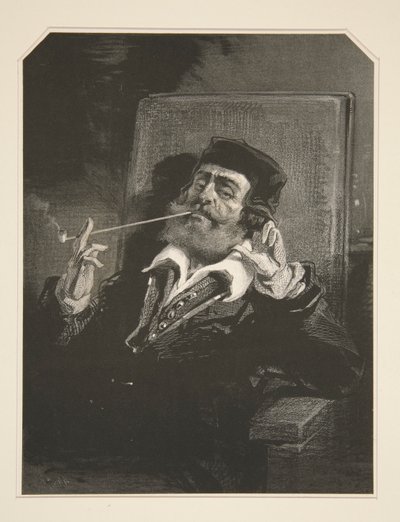 (EN RØKER.) av Paul Gavarni