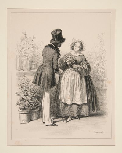 BOUQUETIERE. av Paul Gavarni