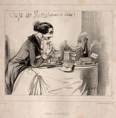 Fantastisk skisse: Bon Appetit, 1839. av Paul Gavarni